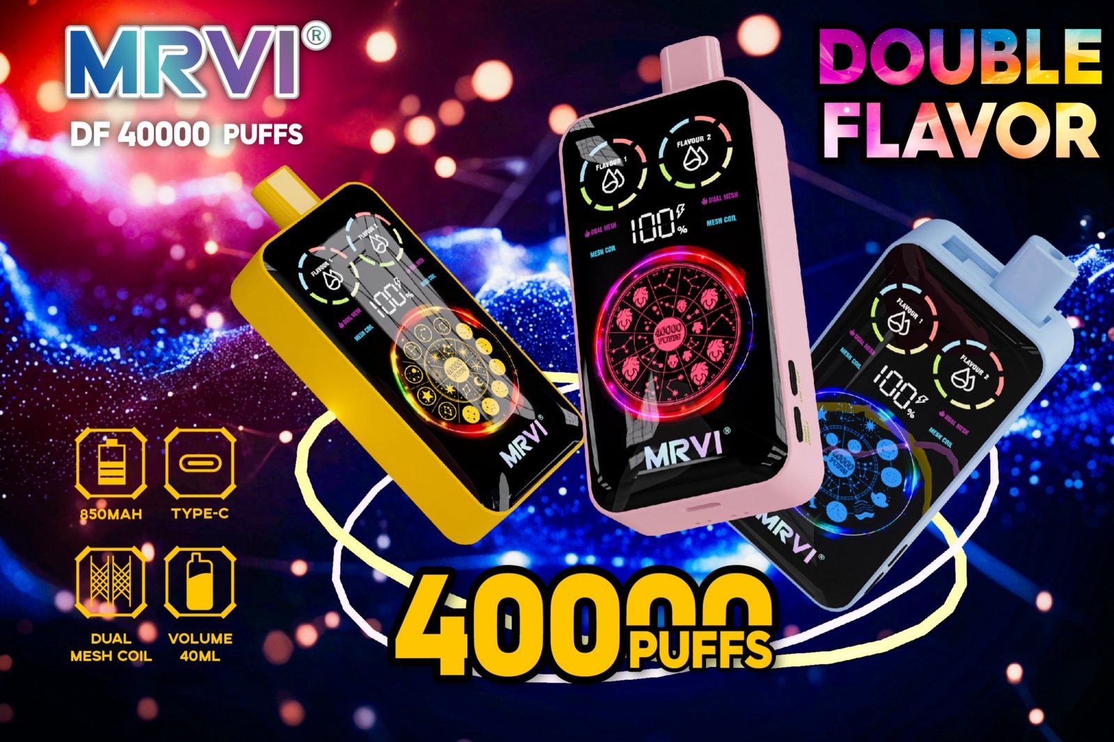 MRVI DF :40000 Puffs with double flavor & full screen