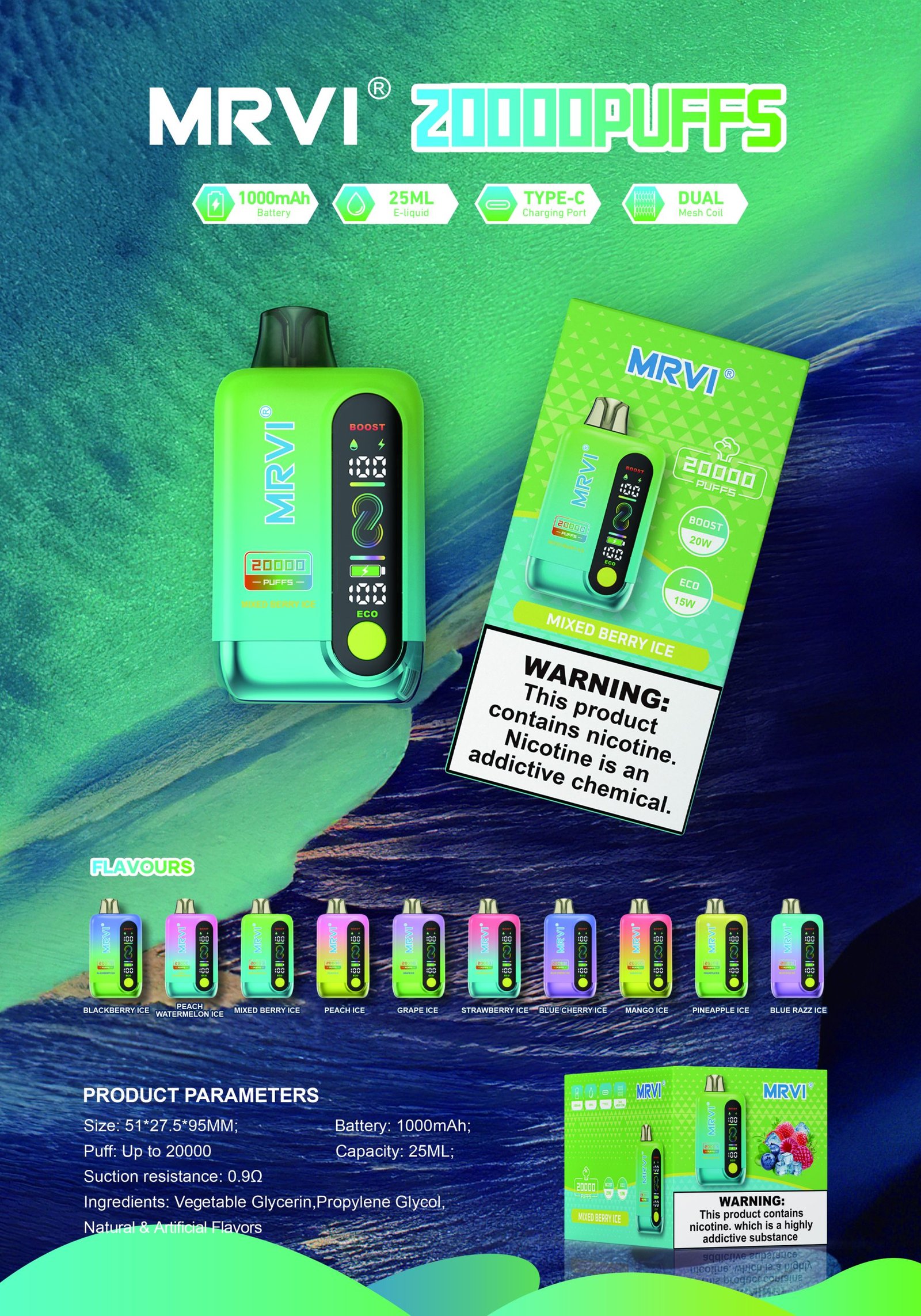 Latest MRVI 20000 PUFFS With Child lock
